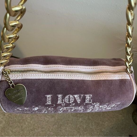Y2K Vintage juicy couture velour purple and pink barrel shoulder bag - Picture 8 of 12
